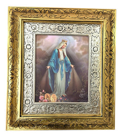Cuadro Virgen De La Medalla Milagrosa 45x40 Cm C1 Combinado Oro Y Plata Oro Y Plata