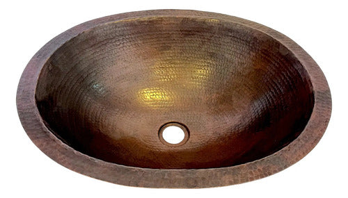Lavamanos O Lavabo De Cobre Martillado 49x40 Cm Patinado Oscuro