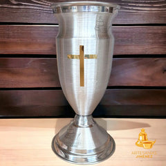 Floreros O Jarrones 40 Cm Iglesia O Capilla Con Cruz Cuello Plateado Tulipán