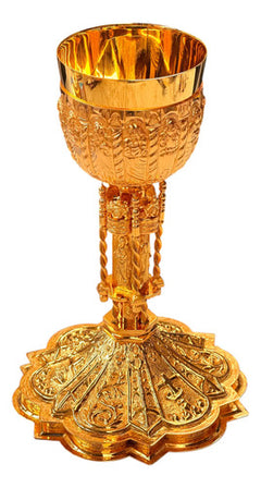 Caliz Barroco Tradicional Para Ordenación Grande Con Patena Dorado