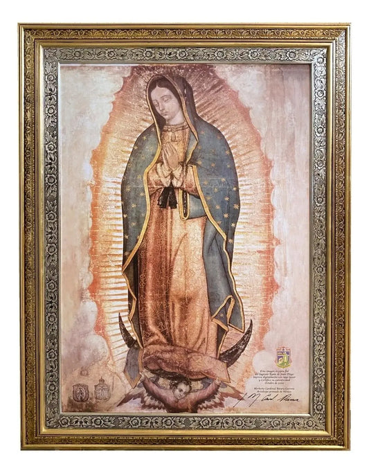 Cuadro de la Virgen de Guadalupe extra grande, hecho a mano en México