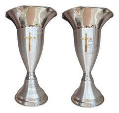 Floreros O Jarrones 60 Cm Iglesia O Capilla Con Cruz Santana Plateado Tulipán