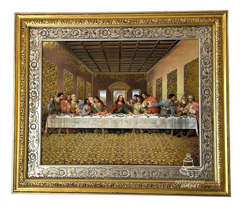 Cuadro Última Cena 69x58 Cm C1 Combinado Oro Y Plata Oro Y Plata