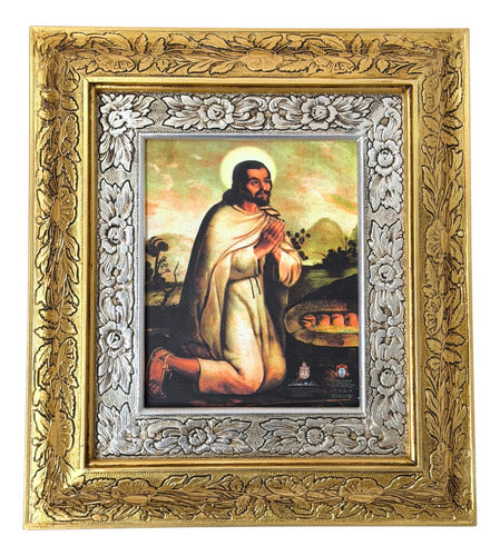 Cuadro De Madera 45x40 Cm San Juan Diego Oro Y Plata