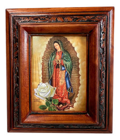 Cuadro Rostro De Jesus Color Nogal Madera De Pino 22x19 Cm Color Nogal