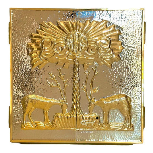 Sagrario para iglesia o capilla con baño de oro y níquel, hecho a mano en México