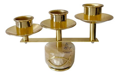 Altar Candelabra Pair, 3-Light, Gold, Round Onyx