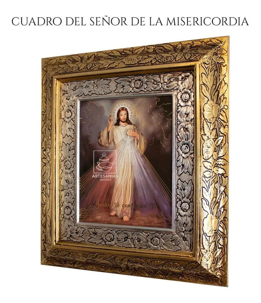 Cuadro Religioso Señor De La Misericordia 45x40 Cm Combinado Oro Y Plata Oro Y Plata Combinado Oro Plata Oro Plata