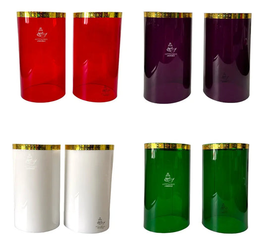 Juego de 8 pantallas acrílicas de 11.5x19 cm para candelero en blanco, morado, verde y rojo