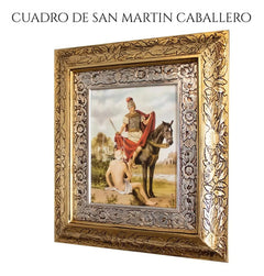 Cuadro San Martin Caballero 45x40 Cm Combinado Oro Y Plata Oro Y Plata