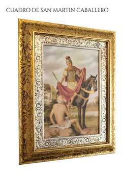 Cuadro De San Martin Caballero 60x47 Cm Combinado Oro Y Plata Oro Y Plata