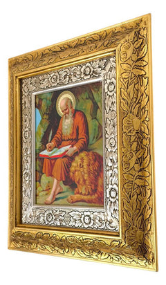 Cuadro De Madera 45x40 Cm San Jeronimo Oro Y Plata