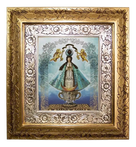 Cuadro Virgen De San Juan De Los Lagos 45x40 Cm Combinado Oro Y Plata Oro Y Plata