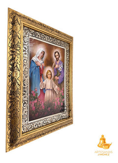 Cuadro De La Sagrada Familia 60x47 Cm Q116 Combinado Oro Y Plata Oro Y Plata