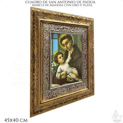 Cuadro San Antonio De Padua 45x40 Cm C008 Combinado Oro Y Plata Oro Y Plata