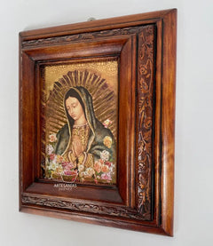 Cuadro Busto De La Virgen De Guadalupe Y Rosas C00013 Nogal Nogal