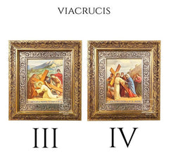 Cuadro Vía Crucis O Viacrucis 15 Piezas 60x47 Cm Oro Y Plata