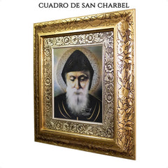 Cuadro San Charbel 45x40 Cm Combinado Oro Y Plata Oro Y Plata