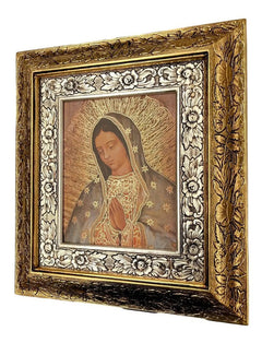 Cuadro Busto Virgen De Guadalupe 45x40 Cm A#1 Vg2 Combinado Oro Y Plata Oro Y Plata