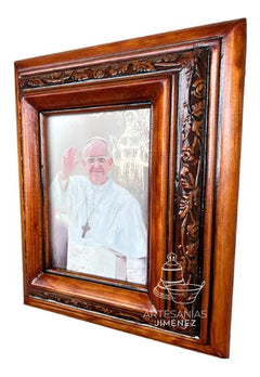 Cuadro Rostro De Jesus Color Nogal Madera De Pino 22x19 Cm Color Nogal