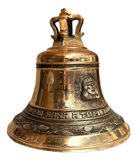 Campana para capilla en aleación de cobre, bronce y estaño, fundida a mano en México