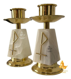 Candeleros De Mesa Para Altar Iglesia Piramidal Dorado