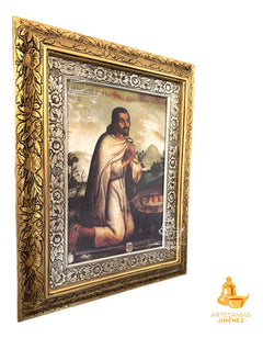 Cuadro De Juan Diego 60x47 Cm Combinado Oro Y Plata Oro Y Plata