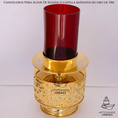 Candeleros Para Altar De Iglesia O Capilla Dorado Portavela Baño De Oro De 24 Quilates