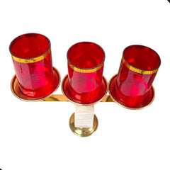 Candeleros De Tres Luces (2 Piezas) Cuadrados Con Pantallas Cruz Y Pez