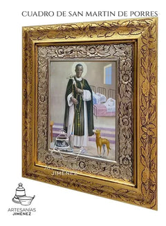 Cuadro San Martin De Porres 45x40 Cm Combinado Oro Y Plata Oro Y Plata