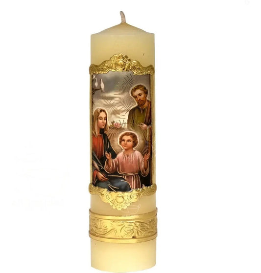 Cirio de oración de cera de la Sagrada Familia, hecho a mano en México