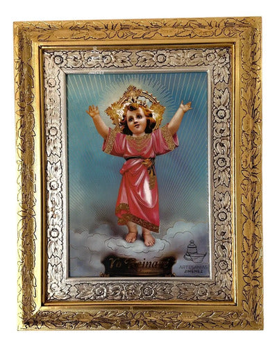 Cuadro Divino Niño Jesus 60x47 Cm Combinado Oro Y Plata Oro Y Plata