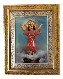 Cuadro Divino Niño Jesus 60x47 Cm Combinado Oro Y Plata Oro Y Plata