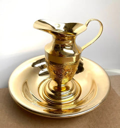 Lavatorio Liturgico Jofaina Aguamanil Baño De Oro 24k