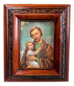 Cuadro Rostro De Jesus Color Nogal Madera De Pino 22x19 Cm Color Nogal