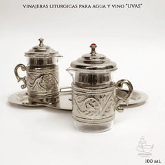 Juego De Vinajeras Para Agua Y Vino Plateada Uvas 100 Ml