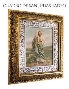 Cuadro San Judas Tadeo 45x40 Cm Combinado Oro Y Plata Oro Y Plata