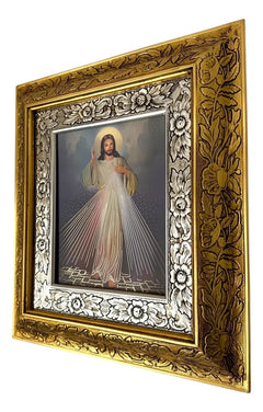 Cuadro Señor De La Misericordia 45x40 Cm Oro Y Plata