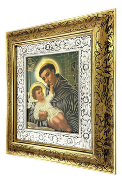Cuadro San Antonio De Padua 45x40 Cm Combinado Oro Y Plata Oro Y Plata