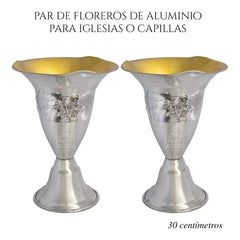 Church Altar Vases Pair 30 cm, Silver, Tulip