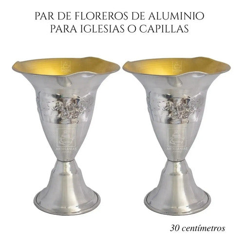 Floreros O Jarrones 30 Cm (par) Iglesia O Capilla Plateado Tulipán
