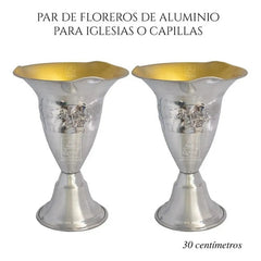 Floreros O Jarrones 30 Cm (par) Iglesia O Capilla Plateado Tulipán
