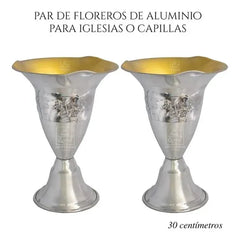 Floreros O Jarrones 30 Cm (par) Iglesia O Capilla Plateado Tulipán