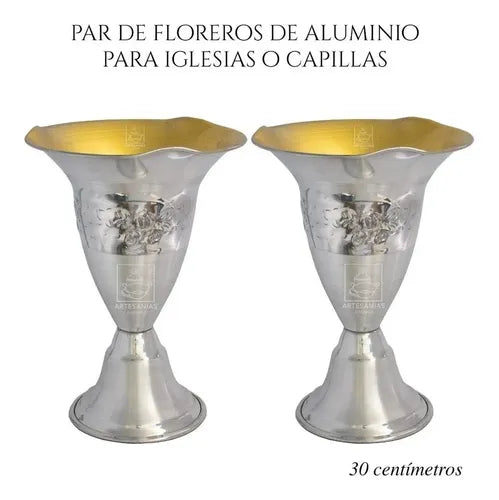 Vases Or Jars 30 Cm (pair) Church Or Chapel Silver Tulip