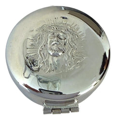 Relicario Hostiario 5 Cm Plateado Pixide Relieve Rostro De Cristo