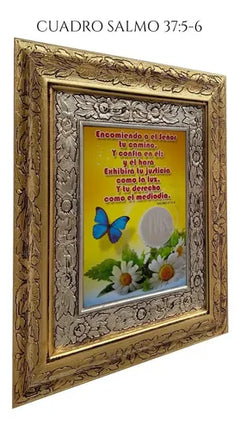Cuadro Salmo 37:5-6 45x40 Cm Combinado Oro Y Plata Oro Y Plata