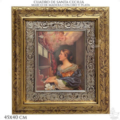 Cuadro Santa Cecilia 45x40 Cm C009 Combinado Oro Y Plata Oro Y Plata