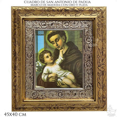 Cuadro San Antonio De Padua 45x40 Cm C008 Combinado Oro Y Plata Oro Y Plata