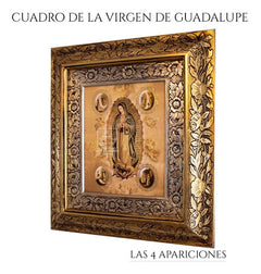 Cuadro Virgen De Guadalupe Las 4 Apariciones 45x40 Cm Combinado Oro Y Plata Oro Y Plata