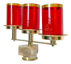 Candeleros De Tres Luces (2 Piezas) Estrella Con Pantallas Rojo